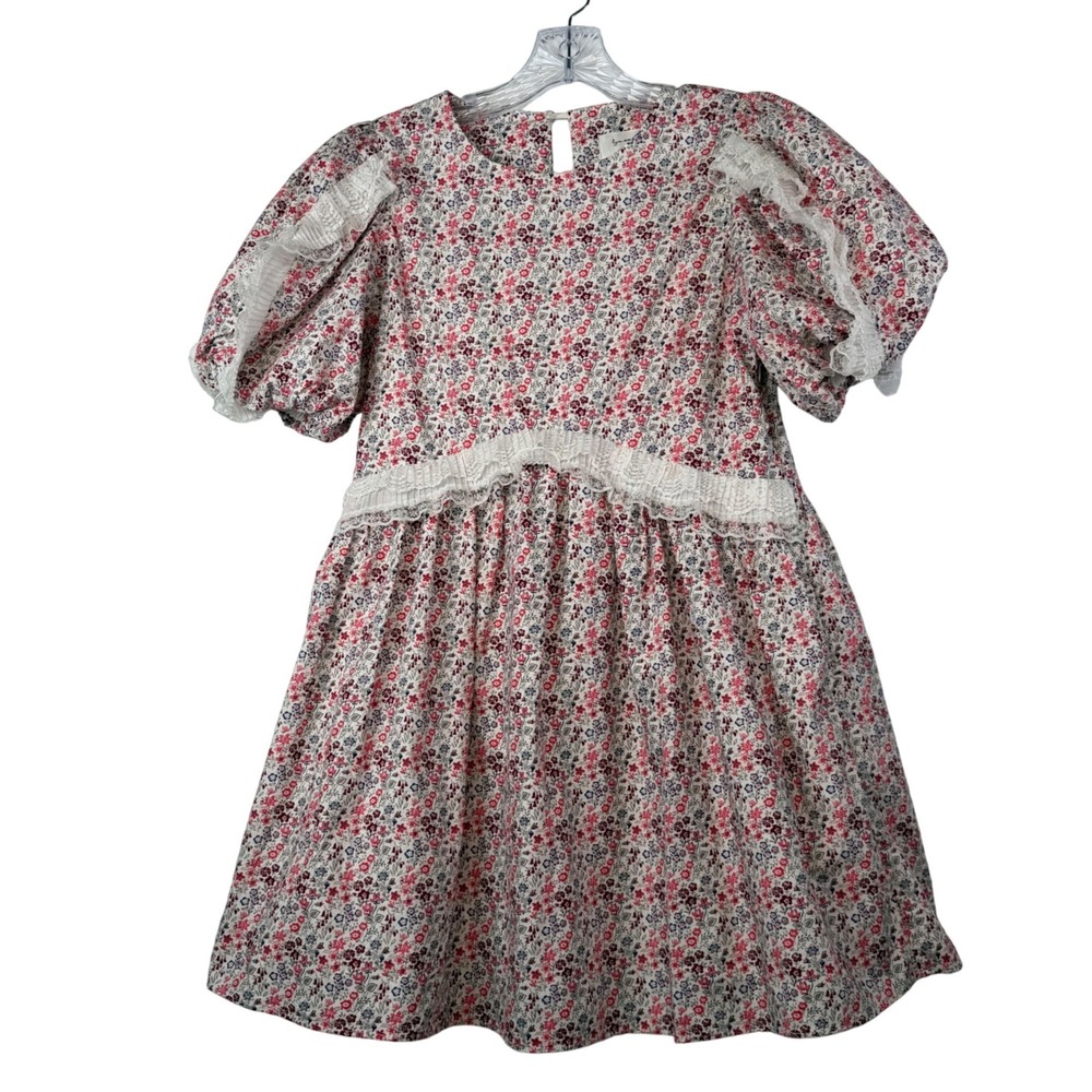 Lyn‎ Around Floral Puff Sleeve Babydoll Mini Dress Cottagecore Coquette M, girly